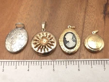 Vintage-Now 4 Pc Costume Locket Lot Gold Silver Tone Filigree Victorian Style #7