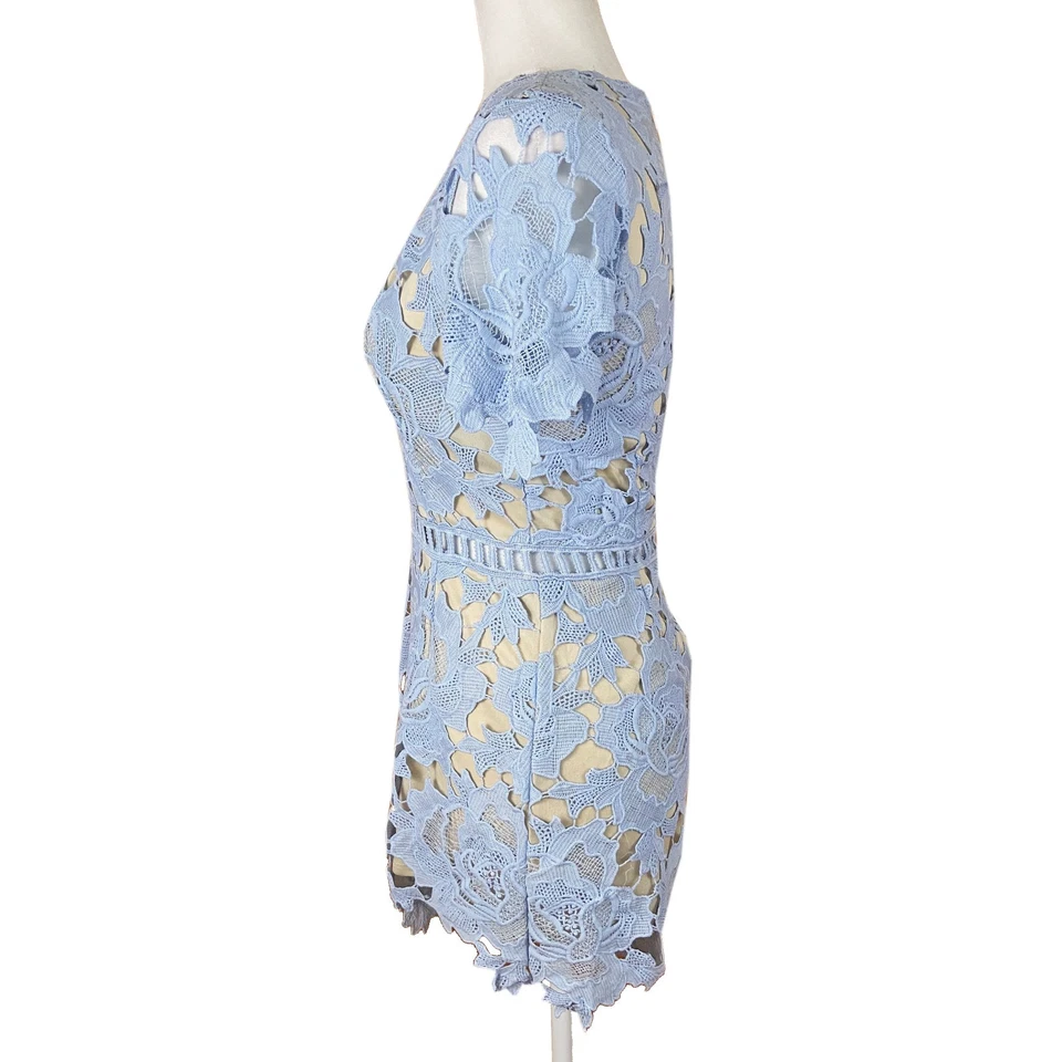 Mameluco Missguided Crochet Escalera Encaje Talla 4 Azul Profundo-V Mangas Cortas Forrado Nuevo con Etiquetas Foto 2 de 4