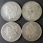 1883, 1890 O, 1900 O, and 1921 D $1 Morgan Silver Dollars