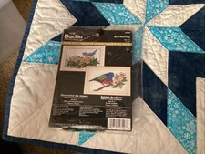 Bucilla Counted Cross Stitch Bird Watching Set of 2 7x5 Inches 2005. VTG. NIP
