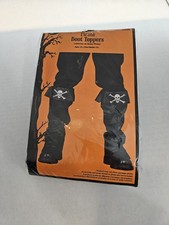 Black Pirate Boot Covers Skull  Crossbones Halloween Costume Accessory