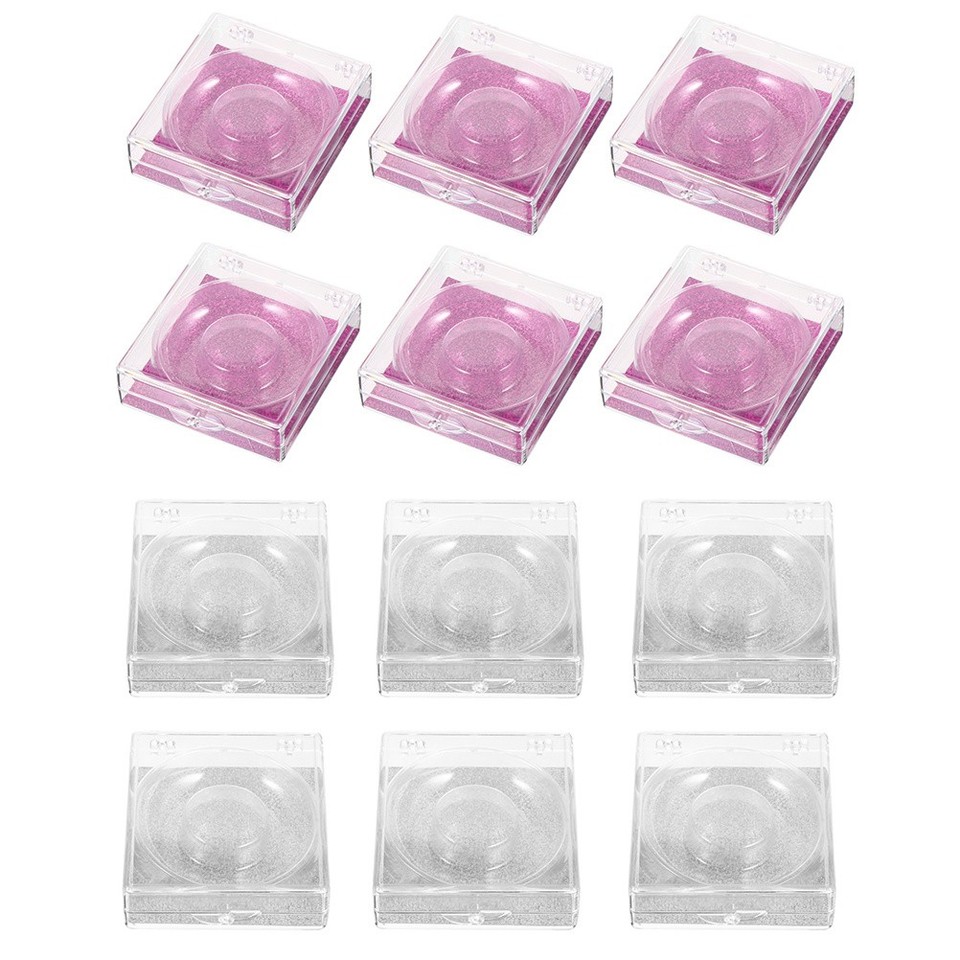 12pcs Square False Eyelash Boxes Empty Clear Eyelash Storage Box (Rosy ...