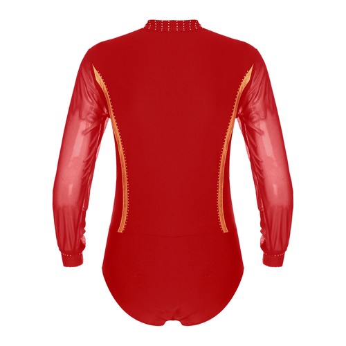 Mens Dance Costume Ballroom Latin Samba Bodysuit Sheer Mesh V Neck  Leotard - Picture 32 of 35