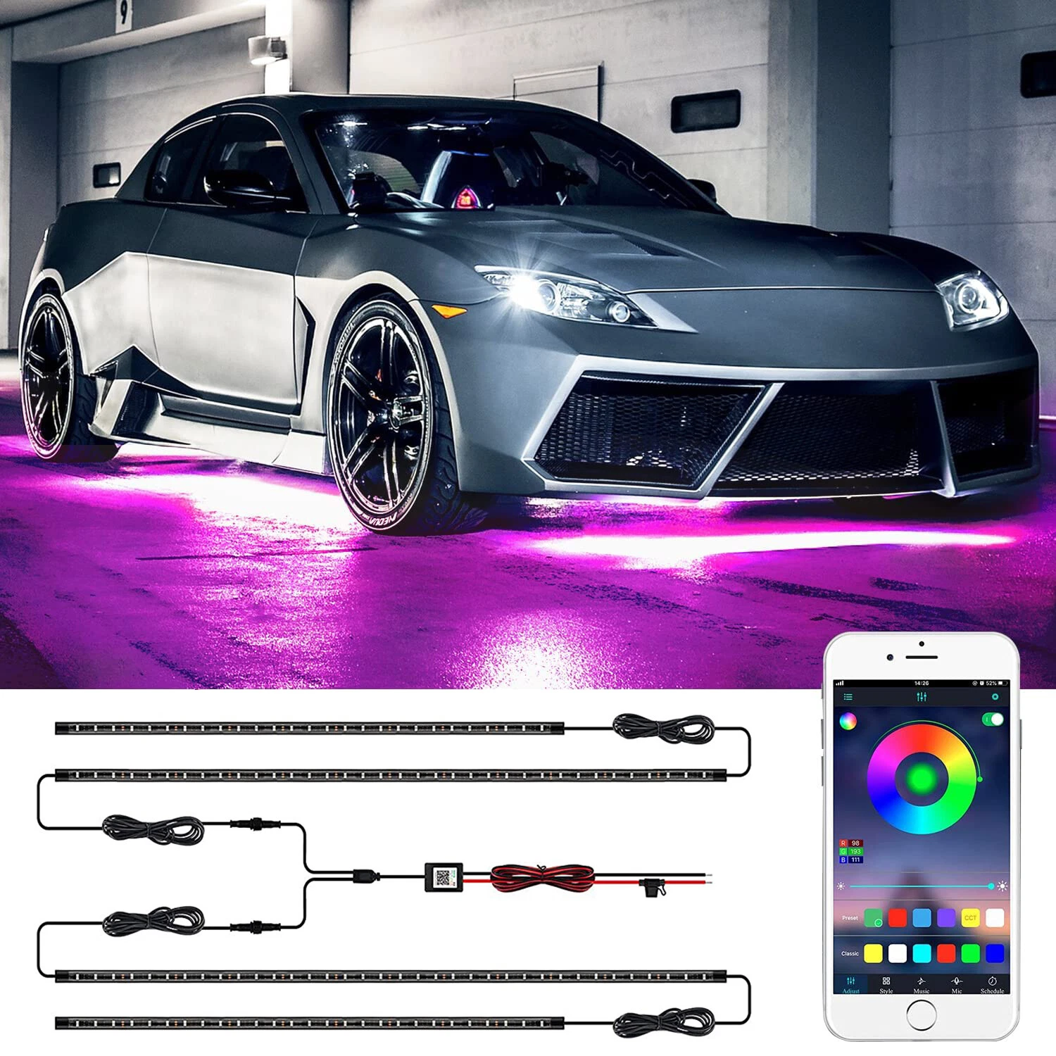 Car Underglow Lights,Smart Exterior Car Lights Music Mode underglow APP Control
Opens in a new windo