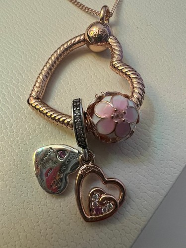 Pandora Necklace, O Heart Pendant, Rose 