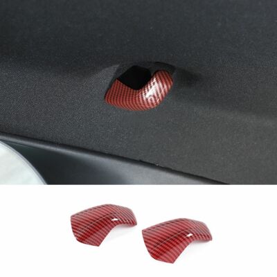 2x Rear Hook Hanger Decor Cover Trim for Dodge Challenger 2015+ Red Carbon Fiber