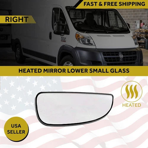 Dodge Ram Promaster Small Lower Mirror Heated Glass Right Side 2014-2018