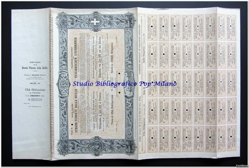 SOC ITALIANA STRADE FERRATE DELLA SICILIA 1889 Titel EINE ANLEIHE Lire 500 - Bild 2 von 3