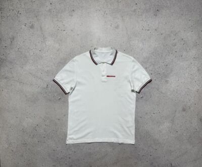 Prada Red Tab Polo Shirt Luxury Vintage White | eBay