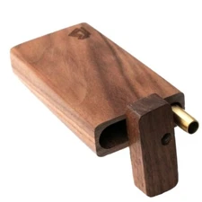 4" American Crafted Walnut Dugout & Ebony Brass One Hitter Pipe-Stash Box