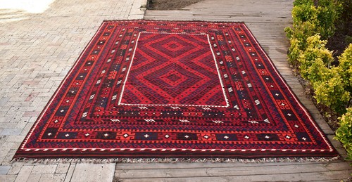 Afghan Rug 112''x157'' Handwoven Carpet 286x402cm Maimana Eclectic Oriental Rug