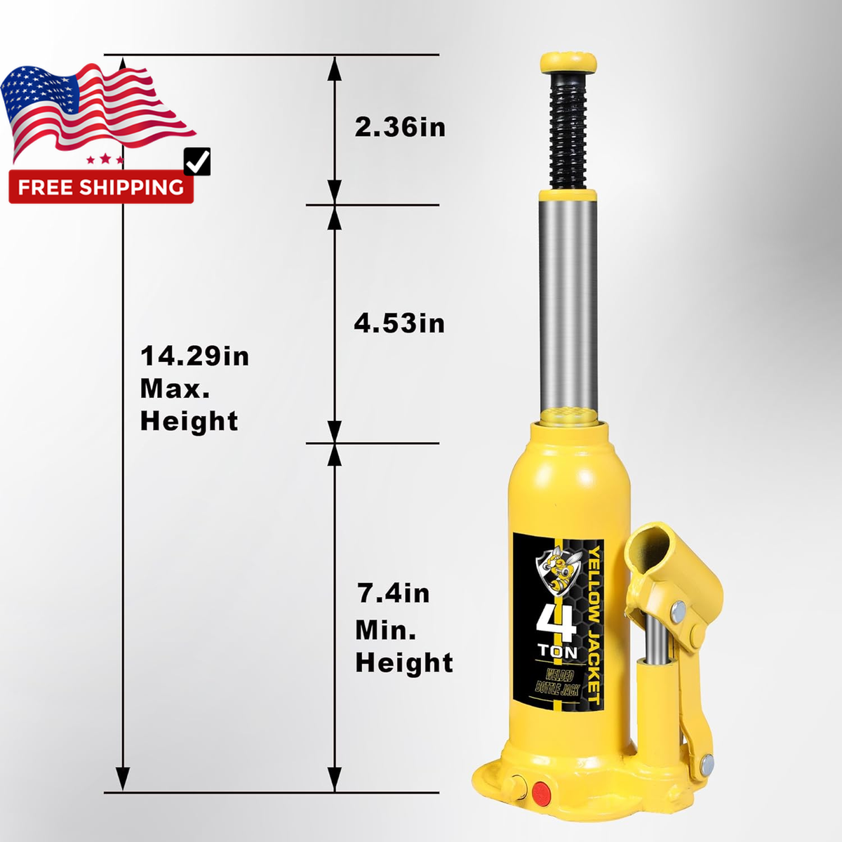 4MT Welded Bottle Jack Horizontal Bottle Jacks Hydraulic Jack with