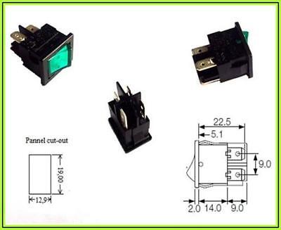 Wippschalter H8553VBNAE Schalter 2-polig EIN-AUS 10A 250V grün beleuchtet 855228