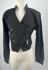 Roper Women's Black 100% Cotton Cropped Double Breasted Blazer Jacket Size Small