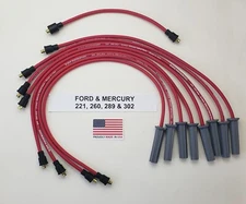 SMALL BLOCK FORD MERCURY 289 302 8.5MM RED SPIRAL CORE SPARK PLUG WIRES USA MADE
