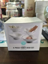 Martha Stewart 4 Pc Assorted Leaf Shapes Ceramic Tidbit Dish Set Dishwasher Safe