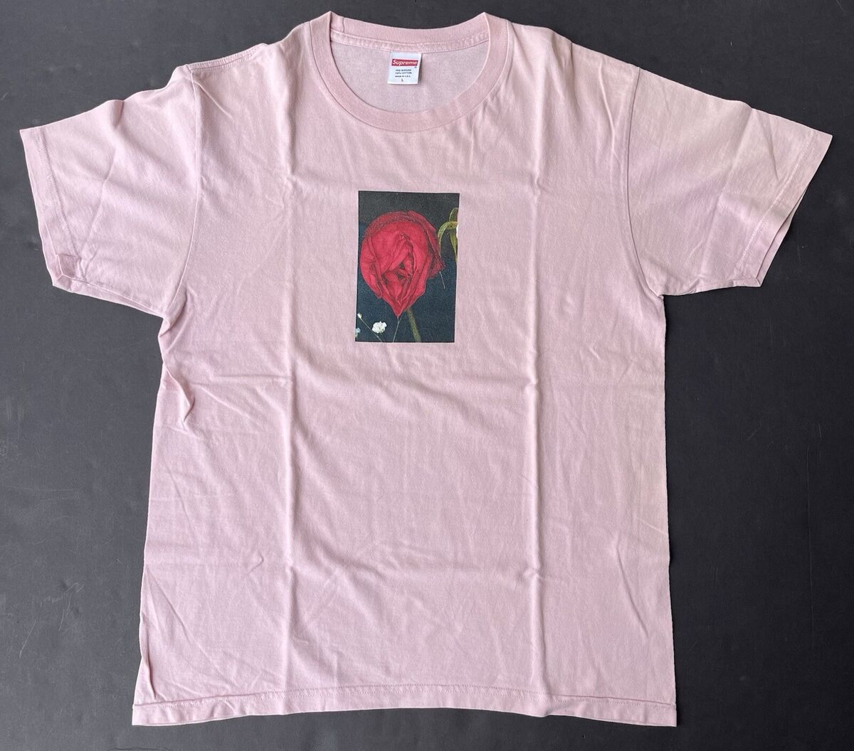 SUPREME ARAKI Red Rose Tee Shirt FW16 Pink Cotton Tagged SUPREME ARAKI Red Rose Tee Shirt FW16 Pink Cotton Tagged