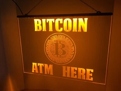 Bitcoin Cryptocurrency ATM Lighted Sign LED Garage, Game Room , Store 12x16