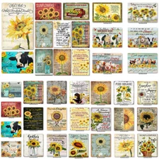 Vintage Sunflower Metal Signs Retro Plaques Plate Club Customize Gift Wall Decor