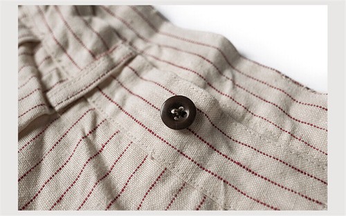 NON STOCK Linen Striped Shorts Below Knee Baggy Sport Men Casual Baseball Shorts - Picture 29 of 32