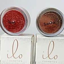 Set of 2 Eyeshadow Glittery By ilo Cosmetics in Shades Rust and Sienna 0.11 Oz