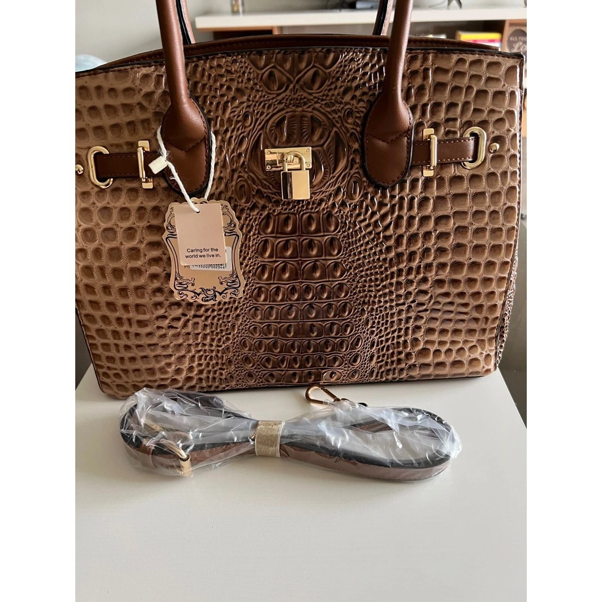 NWT Lead Safe Alyssa Vegan Leather Tote with Strap