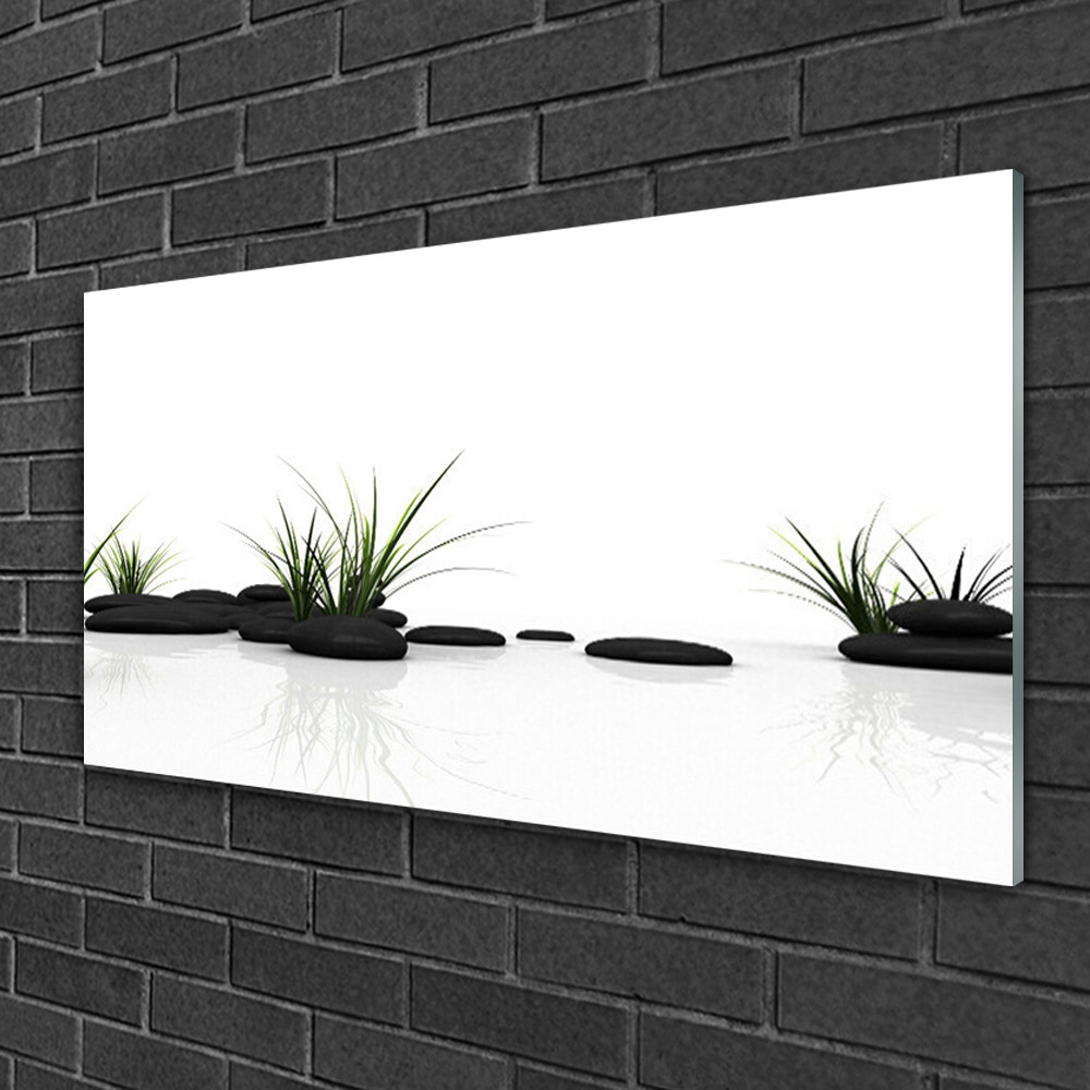 Tableau sur verre Art Pierres Herbe 100x50 cm pour décoration murale de salon