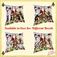 Christmas Santa Dog Cat House Gathering Pet Photo Throw Decorative Pillow Gift