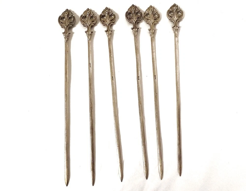 6 Pics à Brochettes Anciens Avec Armoiries - Acier Inoxydable