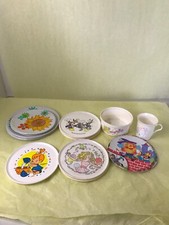 Vintage Asst Children's Toy Plates Cups Dishes Pebbles Barbi Bugs Bunny