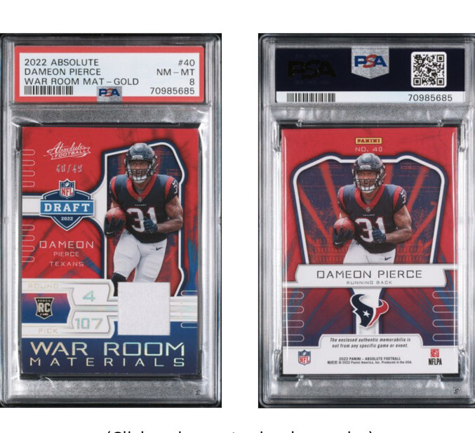 Dameon Pierce Panini Absolute War Room Materials #40 Gold