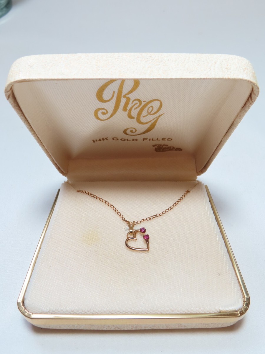 ★VINTAGE HOLLYWOOD★ Petit Heart Ball Chain Necklace_VH2313 Vintage Marvel 14k Gold Filled Heart Pendant Chain Necklace