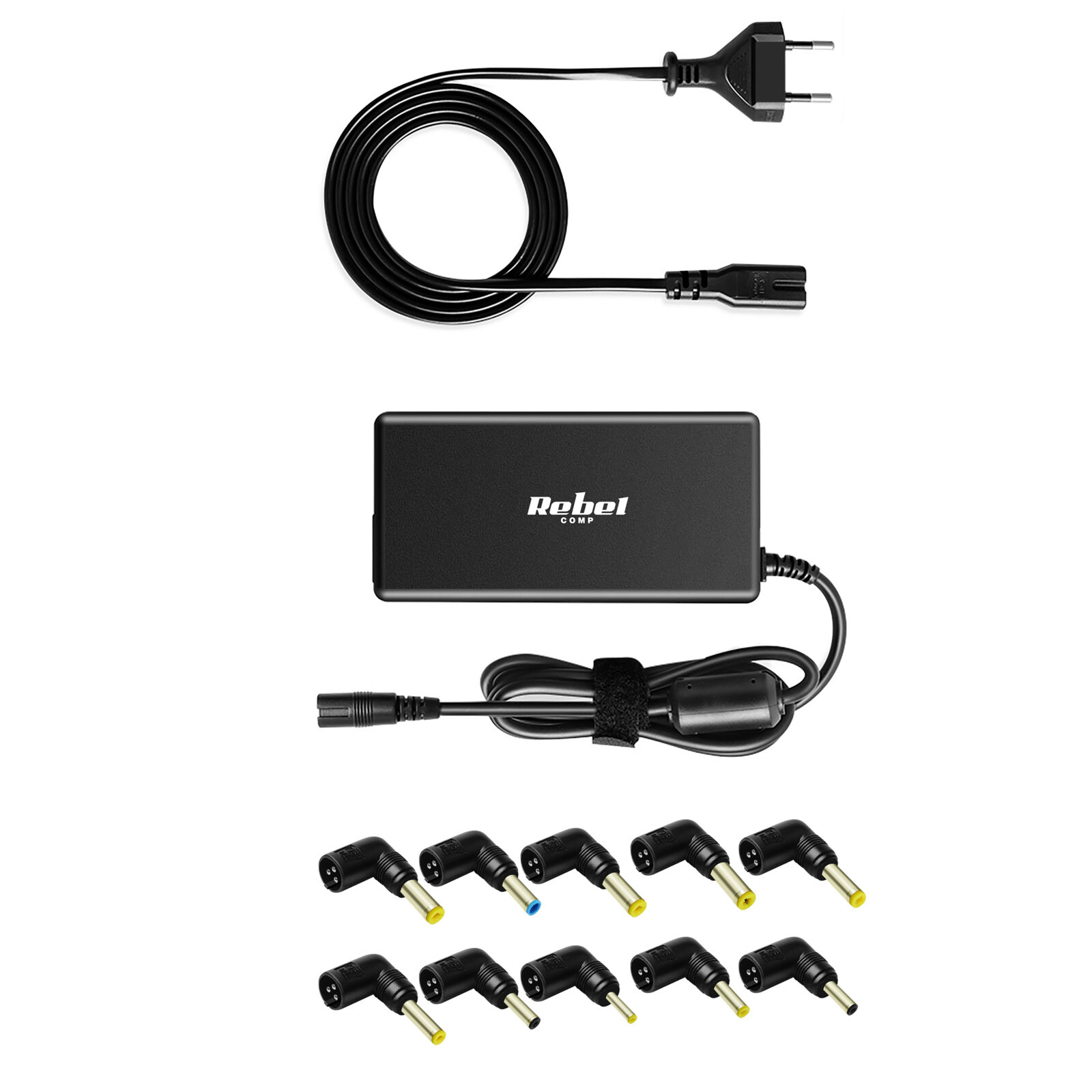 Universal Charger 65W with 10 tips  18.5V to 20V cable 1m Black