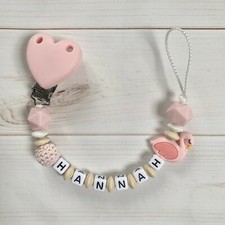 Dummy Chain Soother Keeper Nuckelkette with Name Custom Name Silicone Pink Beige