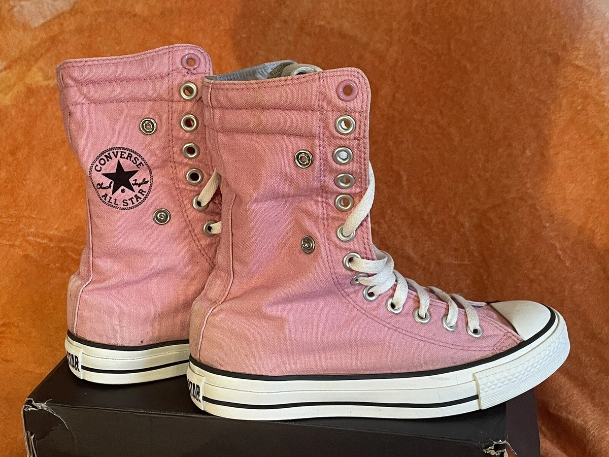 Converse Chuck Taylor All Star Pink Silver High Top Mid Calf Shoes 1PZ22
