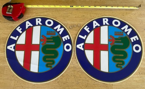 Dos calcomanías emblema rondel Alfa Romeo Alfaromeo vintage de 12” 30 cm, originales