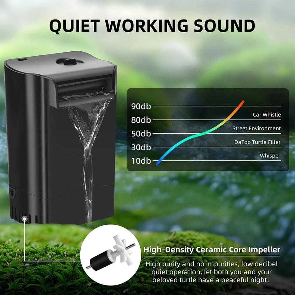 Turtle Tank Filter Internal Power Aquarium Filter Low Water Level Biofiltration - Image 3 of 4