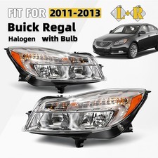 For 2011-2013 Buick Regal Halogen Headlight With Bulb Chrome Leftright Pair For 2011-2013 Buick Regal Halogen Headlight With Bulb Chrome Leftright Pair