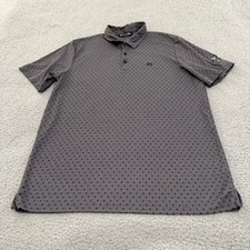 Travis Mathew Polo Shirt Mens XL Grey Short Sleeve Golf Logo Graphic
