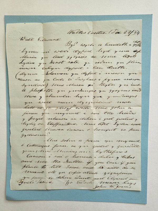 19thC vintage handwritten family correspondence letter c.1854 Wales Center