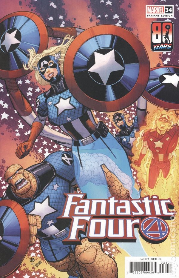 Fantastic Four #34B Captain America 80th Variant FN 2021 Stock Image