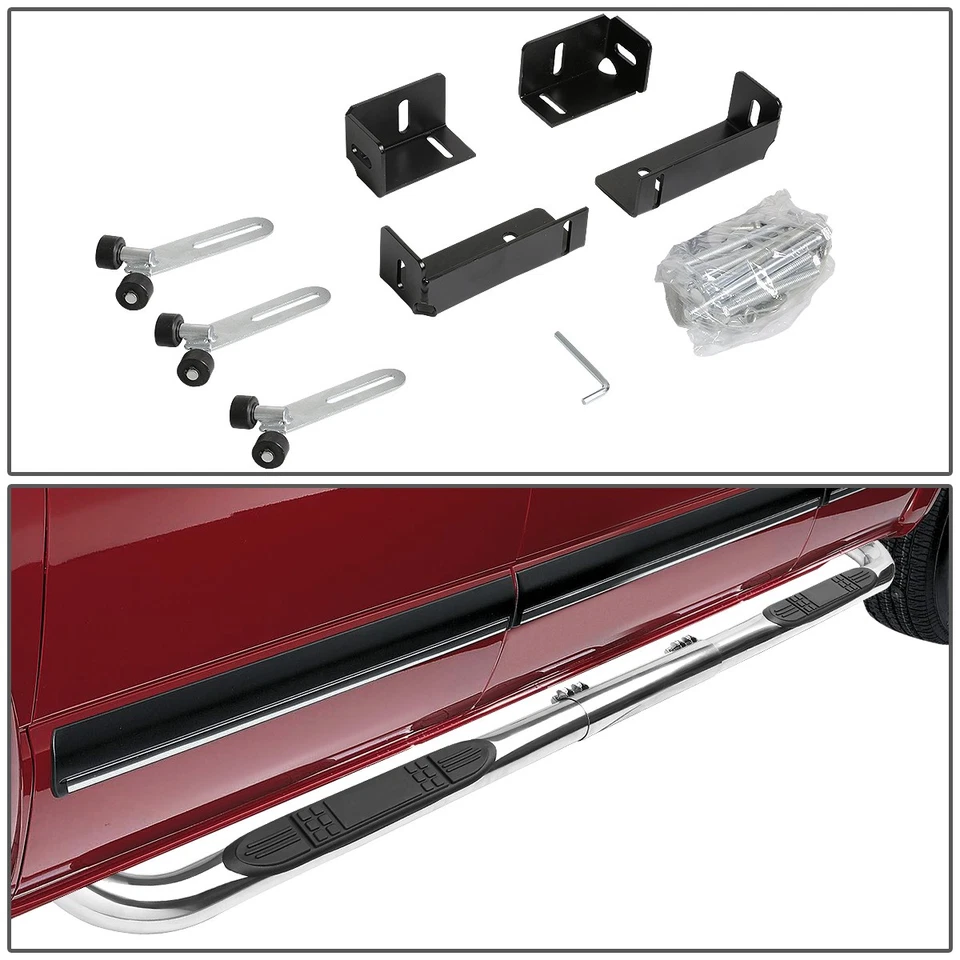 POLISHED 3" SIDE STEP BAR FOR 1999-2016 CHEVY/GMC SILVERADO/SIERRA EXT/CREW CAB - Image 4 of 4