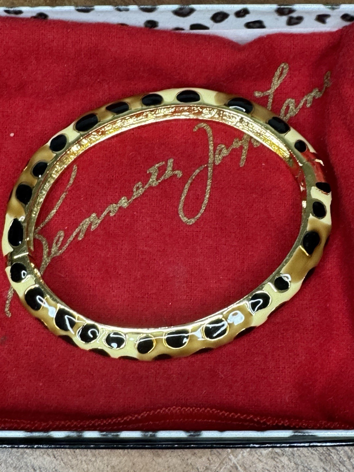 Vintage  Jay Lane Enamel KJL Animal Print Hinged … - image 3