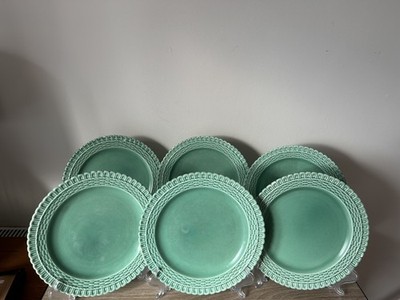 Seltenes 30er Jahre Spode ''Royal Jade'' Bone China Geschirr Set mit sechs Tellern 