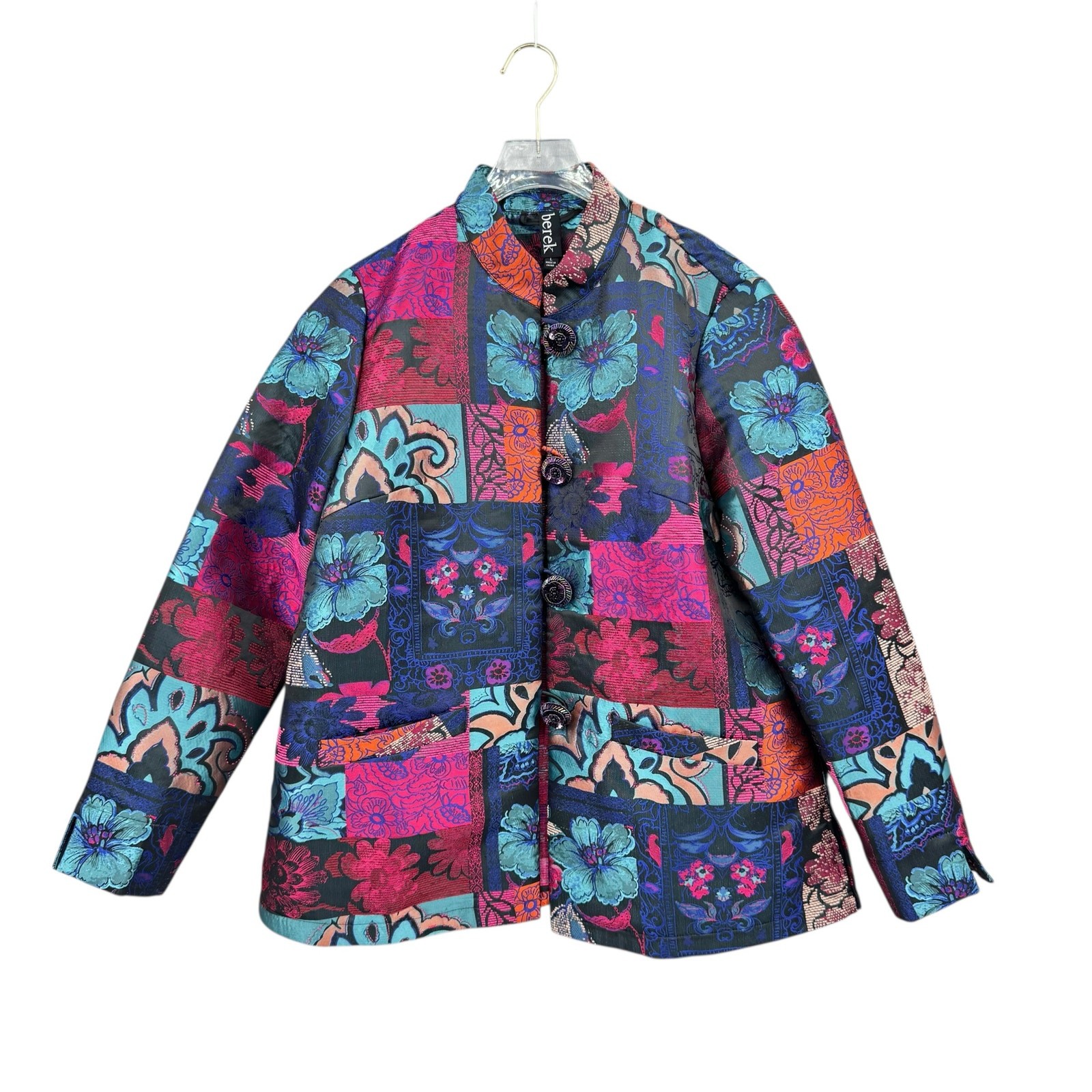 Berek L Multicolored Satin Patchwork Jacquard Flo… - image 6