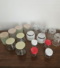 17 Empty Small Glass Jars Mini Nutella Yankee Crafts Storage Candles, All w Lids