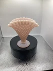 Vintage Fenton Pastel Pink Hobnail Milk Glass 4" Mini Fan Trumpet Vase Ruffle