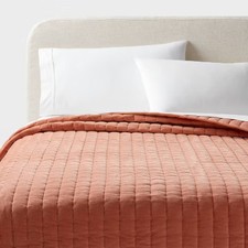 Full/Queen Channel Stitch Velvet Quilt Light Terracotta - Threshold