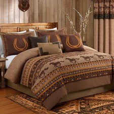 Sedona 7-Piece Southwestern Wild Horses Microsuede Bedding Comforter Set Cal...