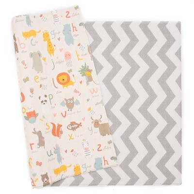 Play Mat (Large, Zig Zag - Grey) 82'' x 55'' Original One-Piece Reversible Ro...